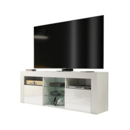 Tv Unit 145Cm Modern White With High Gloss Doors - Creative Furniture - thumbnail 2
