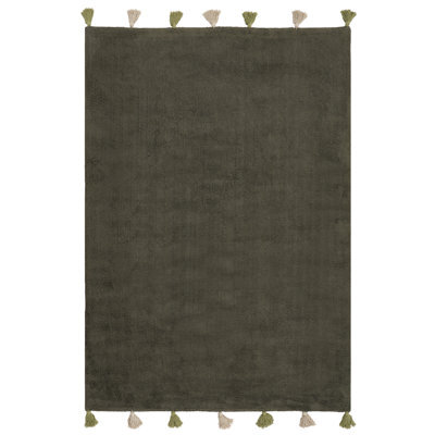 Beliani Kids Rug Kodinhi Dark Green 140 X 200 Cm Cotton - image 1