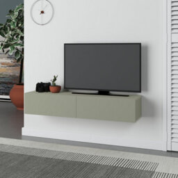 "Decortie Francy Wall-Mounted Tv Unit Modern Media Centre Tv Cabinet 42"" Ash Green 135Cm" - thumbnail 1