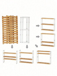 Songmics Bamboo Shelf, Height Adjustable, 3 Tier Shelf, 60 X 15 X 54 Cm, For Bathroom, Wall, Kitchen, Books, White - thumbnail 8