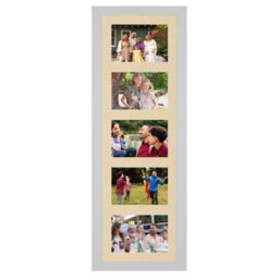AK Frames 26X8 Silver Modern Multi Photo Frame With Ivory Mount - Holds 5 Apertures (5X) 6X4 Photos