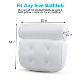 Taylor & Brown Spa Bath Pillow - Extra Thick, Soft Head, Neck & Back Support, Non-Slip, Fits Any Tub (38X35Cm, White) - thumbnail 4
