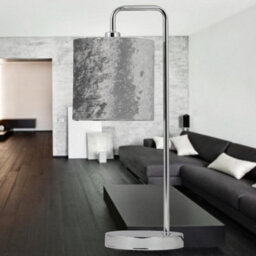 First Choice Lighting Chrome Arched Table Lamp With Grey Crushed Velvet Shade - thumbnail 7
