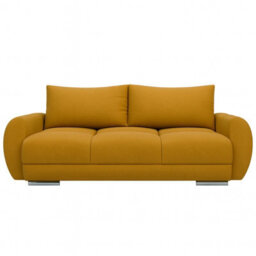 Modern Velour Fabric Sofa With Springs Easy Clean Upholstery Logo 2 Collection Mustard - thumbnail 2