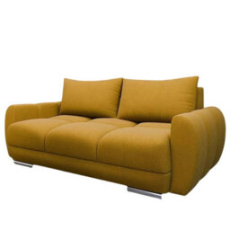 Modern Velour Fabric Sofa With Springs Easy Clean Upholstery Logo 2 Collection Mustard - thumbnail 3