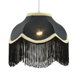 Happy Homewares Victorian Designed Empire Lampshade In Black Faux Silk With Gold Trims - thumbnail 2