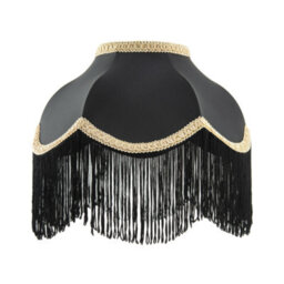 Happy Homewares Victorian Designed Empire Lampshade In Black Faux Silk With Gold Trims
