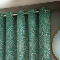 Paoletti Gatsby Jacquard Room Darkening Eyelet Curtain Pair Emerald (W)117Cm X (D)137Cm - thumbnail 3