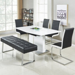 Furniture in Fashion Austin Large Faux Leather Dining Bench In Black - thumbnail 3