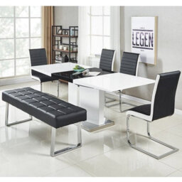 Furniture in Fashion Austin Large Faux Leather Dining Bench In Black - thumbnail 2