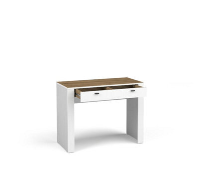 Arte Mossa Contemporary Dressing Table In White & Oak - W1020mm X H790mm X D500mm - image 1