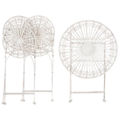 Beliani Garden Bistro Set - Foldable White Iron Round Table And 2 Chairs, Compact Balcony Furniture - image 1