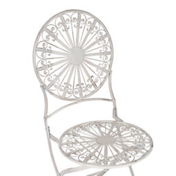 Beliani Garden Bistro Set - Foldable White Iron Round Table And 2 Chairs, Compact Balcony Furniture - thumbnail 8