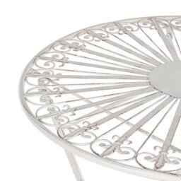 Beliani Garden Bistro Set - Foldable White Iron Round Table And 2 Chairs, Compact Balcony Furniture - thumbnail 9