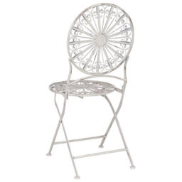 Beliani Garden Bistro Set - Foldable White Iron Round Table And 2 Chairs, Compact Balcony Furniture - thumbnail 6