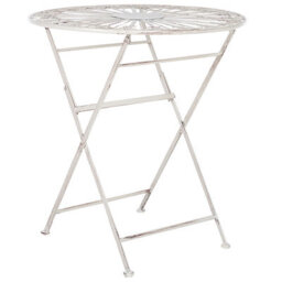 Beliani Garden Bistro Set - Foldable White Iron Round Table And 2 Chairs, Compact Balcony Furniture - thumbnail 7