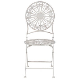 Beliani Garden Bistro Set - Foldable White Iron Round Table And 2 Chairs, Compact Balcony Furniture - thumbnail 4