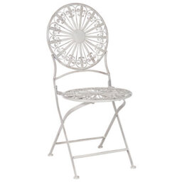 Beliani Garden Bistro Set - Foldable White Iron Round Table And 2 Chairs, Compact Balcony Furniture - thumbnail 5