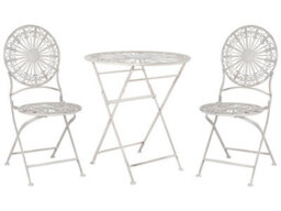 Beliani Garden Bistro Set - Foldable White Iron Round Table And 2 Chairs, Compact Balcony Furniture - thumbnail 3