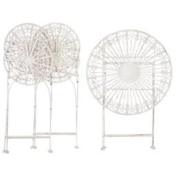 Beliani Garden Bistro Set - Foldable White Iron Round Table And 2 Chairs, Compact Balcony Furniture - thumbnail 1