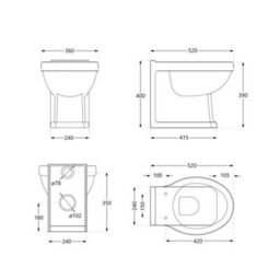 Homestylestore White Back To Wall Bathroom Toilet Wc And Warm Oak Effect Seat - thumbnail 4