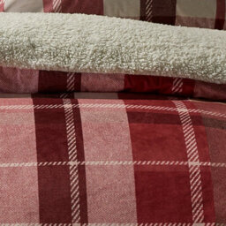 Fusion Mulford Check Plush Red Duvet Cover Set - thumbnail 3