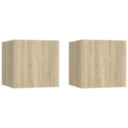 Berkfield Wall Mounted Tv Cabinets 2 Pcs Sonoma Oak 30.5X30X30 Cm - thumbnail 2