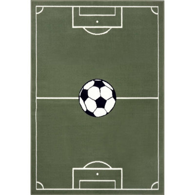 The Rugs Short Pile Children Rug Runner Estadio Polypropylene Football Play Rug In Green - image 1