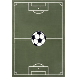 The Rugs Short Pile Children Rug Runner Estadio Polypropylene Football Play Rug In Green