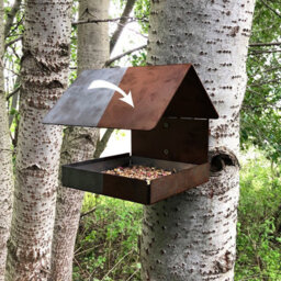 Jake's Farm Yard Wall Mount & Tree Mounted Rustic Steel Bird Feeder With Galvanised Feed Tray - Rusts Over Time - 24Cm X 21Cm X 22 - thumbnail 6