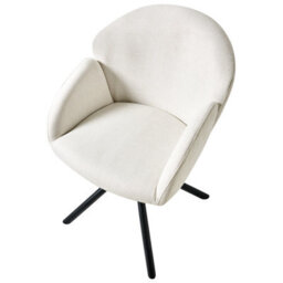 Beliani Set Of 2 Dining Chairs Swivel Maybee Fabric Off-White - thumbnail 8