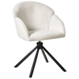 Beliani Set Of 2 Dining Chairs Swivel Maybee Fabric Off-White - thumbnail 5