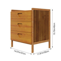 Living And Home Tawny Nightstand Bedside Table With Three Drawers, 37Cm W X 30Cm D X 40Cm H - thumbnail 6