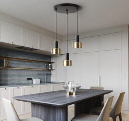 Modern Nordic Lamp Round 3 Heads Minimalist Dining Room Chandelier Gold And Black - thumbnail 4