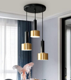 Modern Nordic Lamp Round 3 Heads Minimalist Dining Room Chandelier Gold And Black - thumbnail 3