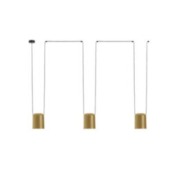 Luminosa Lighting Luminosa Attic Decorative Hanging Ceiling Pendant Matt Black Painted Gold 3X E27 / 175Cm X 600Cm
