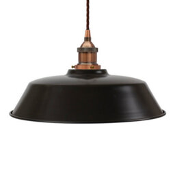 Matt Black Chancery Painted Dome Pendant Light With Antique Copper Lamp Holder And Brown Twisted Cable - Se Home - thumbnail 1
