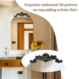 Artloge 60X124.5Cm Large Arched Wall Mirror Window Decorative Ornate Scroll Carved Baroque Mirror - thumbnail 3