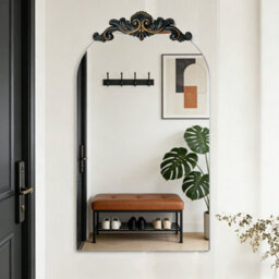 Artloge 60X124.5Cm Large Arched Wall Mirror Window Decorative Ornate Scroll Carved Baroque Mirror - thumbnail 1
