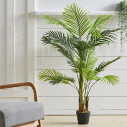 Living And Home Artificial Bamboo Palm Tree Fake Plant House Plant In Black Pot 130 Cm - thumbnail 1