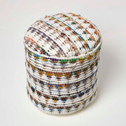 Homescapes Cream Chindi Pattern Woven Bean Filled Pouffe Circular 45 X 40 Cm - thumbnail 3
