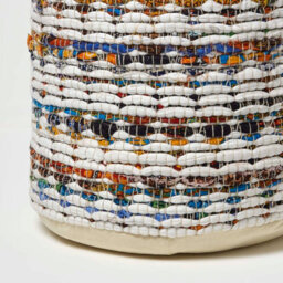 Homescapes Cream Chindi Pattern Woven Bean Filled Pouffe Circular 45 X 40 Cm - thumbnail 4
