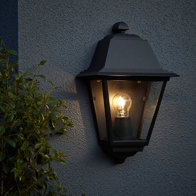 GoodHome Sagwon Fixed Matt Black Mains-Powered Outdoor [E27] Light Bulb Required (Not Included). Check Bulb Dimensions In Relation To Space Available Half Wall Light - image 1