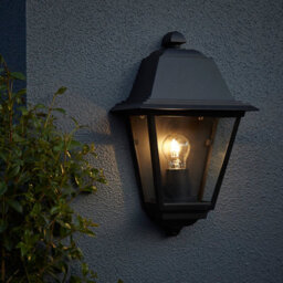 GoodHome Sagwon Fixed Matt Black Mains-Powered Outdoor [E27] Light Bulb Required (Not Included). Check Bulb Dimensions In Relation To Space Available Half Wall Light