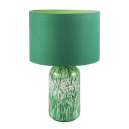 Happy Homewares Modern Emerald Green Marble Drip Snowflake Glass Table Lamp With Shade - thumbnail 2