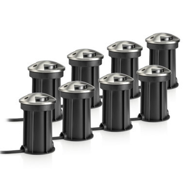 Auraglow Ip67 Anti-Dazzle Stainless Steel Gu10 Deck Light - Fitting Only - 8 Pack - image 1
