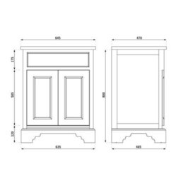 Homestylestore 645mm Antique White And Oak Bathroom Vanity Unit With Bronze Round Handles - thumbnail 5