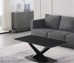 Stratus Interiors Sintered Stone Top Coffee Table Black - High Polished Chrome Base 120L