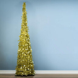 Christmas Tree World The 6Ft/180Cm Slim Gold Tinsel Pop Up Christmas Tree - thumbnail 2