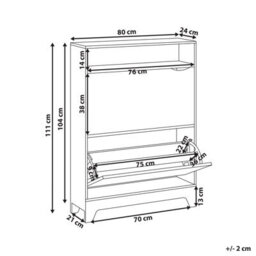 Wyld And Coco Luxehome White Mdf Shoe Storage Cabinet 2 Tilt-Out Compartments, W80 X D24 X H111Cm - thumbnail 4